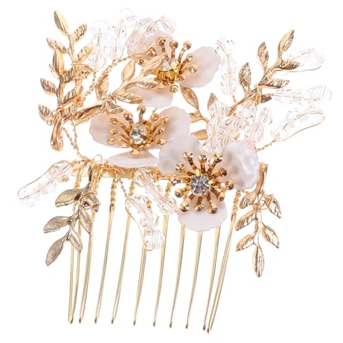 MAGICLULU Hanfu Haarschmuck Strass-Haarschmuck seitlicher Haarkamm hochzeitshaar schmuck wedding hair accessories hochzeitsdeko zubehör Haarkämme für Damen Accessoires feines Haar Blatt Harz von MAGICLULU