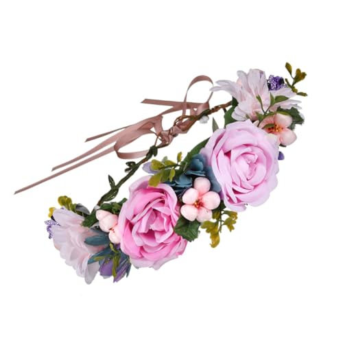 MAGICLULU kopfschmuck Haarband Haargummi Tiara Stirnband Haarreifen für Blumenmädchen Blumenstirnbänder für Mädchen Krone Kopfbedeckung Blütenkopf Braut von MAGICLULU