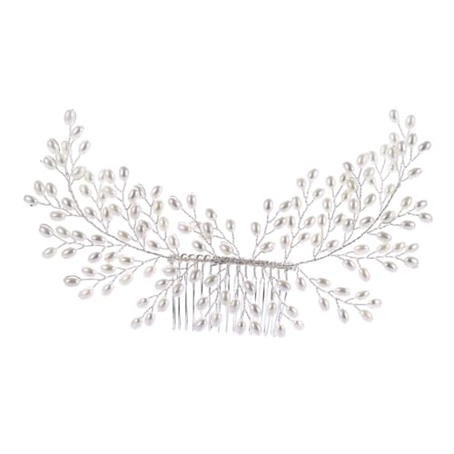 MAGICLULU Hochzeit Haarkamm Haarschmuck für die Brautjungfer Perle Haarnadel hochzeitshaar schmuck wedding hair accessories Perlen-Haarspangen Haarklammern Brautkamm Kleid Kopfbedeckung Weiß von MAGICLULU