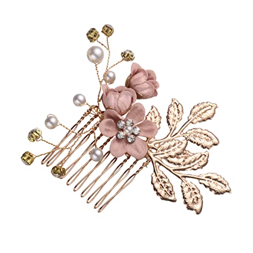 MAGICLULU Hochzeit Haarkamm haar spangen haarclips hairclips Perlenhaarkamm Schleierhaarkamm Tiara Kämme Strasskamm Brautkamm Koreanische Version Kopfbedeckung Haartrockner Haarschmuck Rosa von MAGICLULU