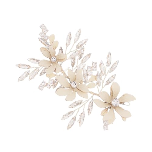 MAGICLULU Hochzeit Haarschmuck Brautblume Haarspange Hochzeitsblume Haarspange Brauthaarspangen Hochzeit Haar Seite Clip Brautjungfer Haarspangen Tiara Stirnband Hochzeitskleid Damen von MAGICLULU