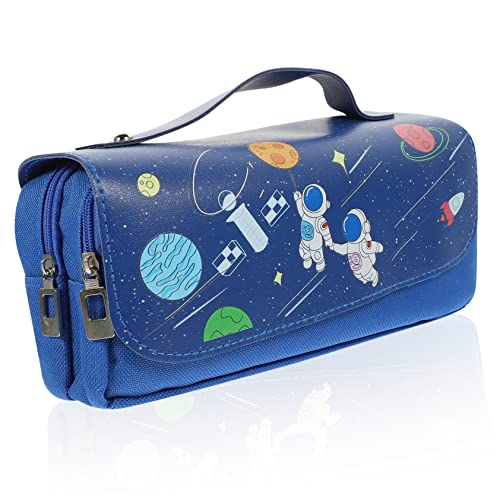 MAGICLULU Mäppchen Bleistift Geldbörse Kosmetiktasche Cartoon-Astronauten-stiftbeutel Große Aufbewahrungstasche Für Stifte Tragbare Stifttasche Halterung Segeltuch Reisen Multi-Fach von MAGICLULU