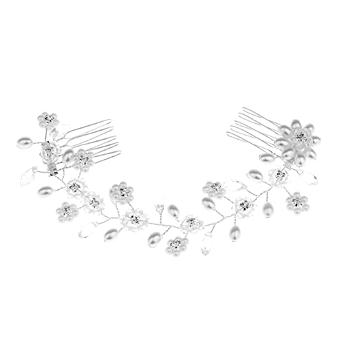 MAGICLULU Kamm elegant haar zubehör wunderschönen Blumenhaar Haarschmuck aus Strass Haarklammer Haarnadel Braut Haarkämme Brauthaar-Kopfschmuck Kristall Kopfbedeckung Perle Damen von MAGICLULU