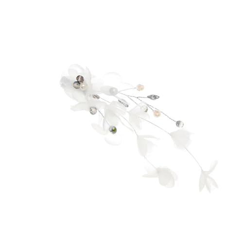 MAGICLULU Kopfbedeckung Für Frauen Haarschmuck Haarklammer Tiara Haarspangen Haarnadel Hochzeit Kopfschmuck Die Blumen Weiß Schmücken Braut von MAGICLULU