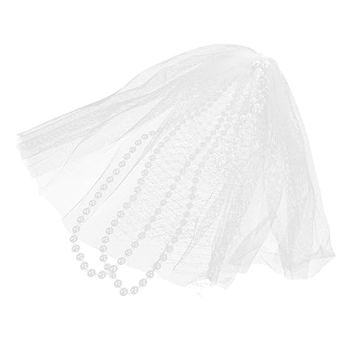 MAGICLULU Kopfbedeckungen für die Braut Brautschleier kurz Hochzeitsdekoration hochzeitshaar schmuck wedding hair accessories Stirnband Haarschmuck für die Hochzeit Braut-Mesh-Schleier Perle von MAGICLULU