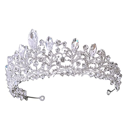 MAGICLULU Krone Haarschmuck Barocke Tiara Mädchen Stirnband Weiblicher Kopfschmuck Mädchen Stirnbänder Kopfschmuck Schmuck Hochzeit Kopfschmuck Vintage Hochzeitskronen Prinzessin Strass von MAGICLULU