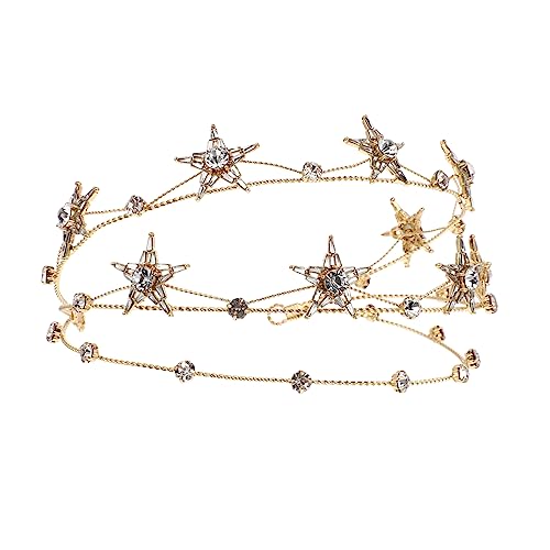 MAGICLULU Krone Prinzessin Stern-braut-kopfschmuck Strass-tiara Frauen-tiara Strass-stirnband Goldene Kopfbedeckung Tiara Für Frauen Glitzerstirnbänder Für Damen Hochzeit von MAGICLULU