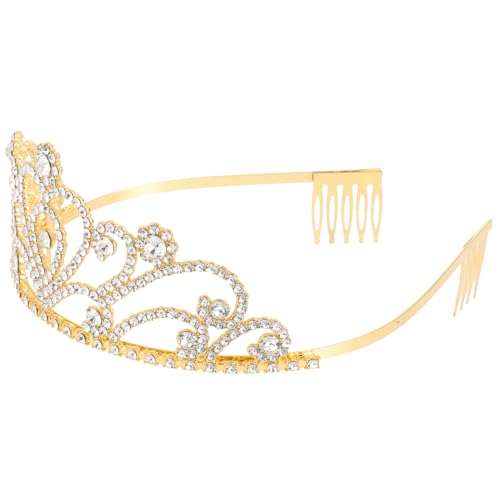 MAGICLULU Krone Stirnband Braut Haarschmuck modische Stirnbänder Braut- Geburtstag Prinzessin haar spangen Kristallkrone Golddekor die Krone liebevolle Herzkrone Hochzeitskleid Tiara Metall von MAGICLULU