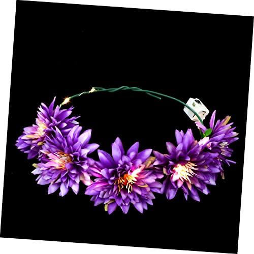 MAGICLULU Leuchtender Kranz Stirnband Haarschmuck Für Mädchen Leuchtender Kopfschmuck Outfits Für Mädchen Hawaiianisches Outfit Für Mädchen Hochzeit Kleidung Violett Stoff Fräulein von MAGICLULU