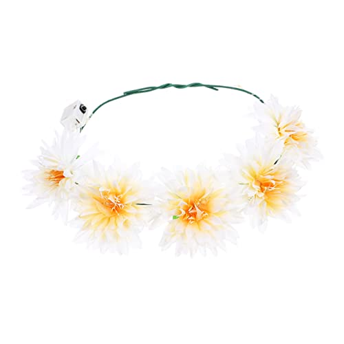 MAGICLULU Leuchtender Kranz Stirnband Hawaiianische Accessoires Für Mädchen Leuchtende Blumenkronenkronen Stirnbänder Für Damenhaar Mädchenkleidung Strandarmbänder Braut Mori Stoff Rattan von MAGICLULU