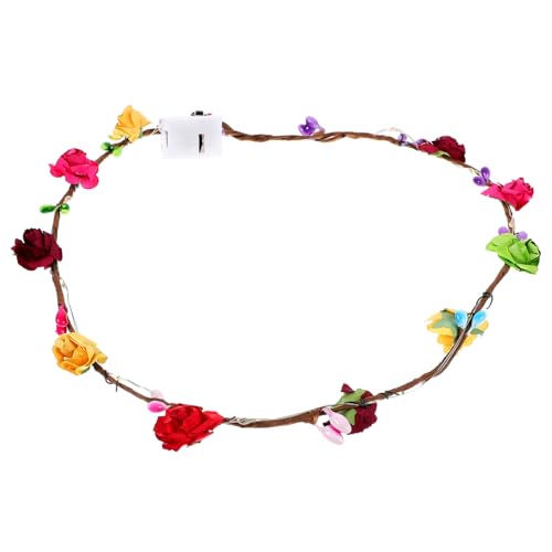MAGICLULU Blumenkrone Stirnband Led Leuchtend Damen Kopfschmuck Geburtstagskrone Party Accessoires Für Erwachsene Blumen Stirnband Haar Accessoires Leuchtend Haarband Blume von MAGICLULU
