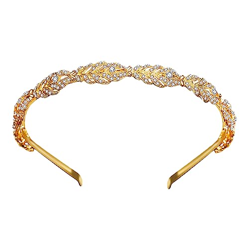 MAGICLULU Luxuriöses Haarband mit Strasssteinen für Die Hochzeit Im Vintage-stil Goldene Krone Haarreif für Die Braut Stirnbänder und Picknick von MAGICLULU