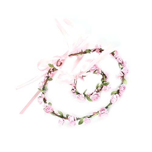 MAGICLULU Party-Kopfschmuck Haarband Armbänder für Mädchen künstliche blüten artificial flower Tiara uhrenarmbänder Kopfschmuck für die Party Haarreifen Stirnband Kopfbedeckung von MAGICLULU