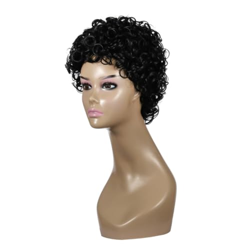 MAGICLULU Perücke Kostümzubehör synthetic wig faschingsperücken Echthaarperücken Kappenperücke schwarze Perücke Frauen schwarzes Haarteil Frauen kurze lockige Perücke Dropshipping Hut Damen von MAGICLULU