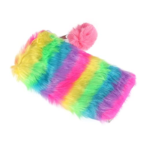 MAGICLULU Plüsch Federmäppchen mit Großem Fassungsvermögen Reißverschluss Stiftetasche für Schule Tragbare Aufbewahrung für Schreibwaren für Junge Mädchen und Studenten Regenbogen Roter von MAGICLULU