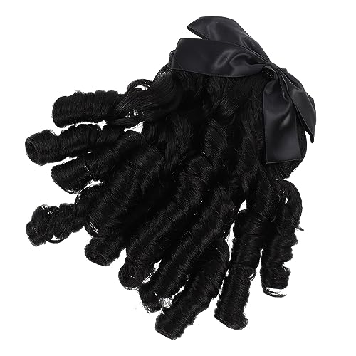 MAGICLULU Perücke Damen Schwarz Lockig Pferdeschwanz Verlängerung Haarteil Performance Perücke Kostüm Haar Zubehör von MAGICLULU