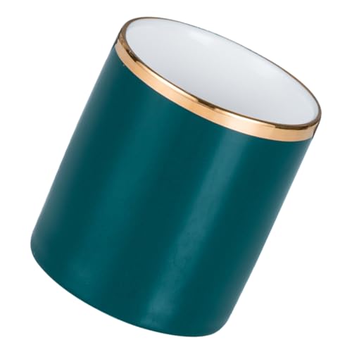 MAGICLULU Runder Stifthalter Aus Keramik für Den Schreibtisch Make-up-pinsel-organizer Großer Schreibtisch-aufbewahrungshalter mit Goldbesatz Schreibwaren-bleistift-zubehörhalter von MAGICLULU