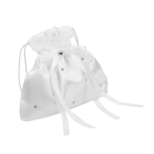 MAGICLULU Satin Hochzeitstasche Brauttasche mit Kordelzug Vielseitige Brautjungfern Gastgeschenktasche Stilvolle Geldbeutel alternative für Candy Schmuck und Kleine Accessoires bei von MAGICLULU