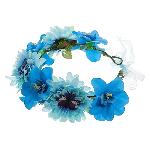 MAGICLULU Schmetterlingskranz Stirnband Blumenkrone Für Mädchen Teeparty-accessoires Für Blumenhaarkranz Für Brautkrone Blumenkronen Für Blumenmädchen Stoff Fräulein Blumenkopfschmuck von MAGICLULU