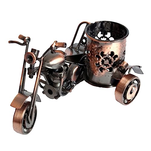 MAGICLULU Stifthalter Metallmodell Schreibwarenbehälter Rustikaler Stiftehalter Desktop-Organizer -Statue Motorradskulptur Aus Metall Figur Puppe Büro Eisen Bleistift von MAGICLULU