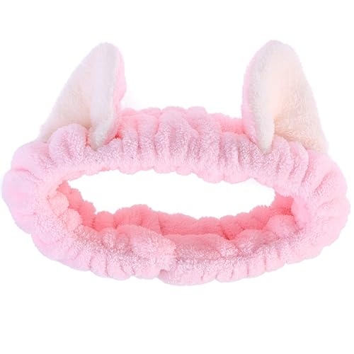 MAGICLULU Stirnbänder mit Katzenohren häkeln Katzen-Stirnband Handtücher Haarnadeln Haarband Haarspange ein Bad nehmen einstellen Kleidung Fräulein Kosmetik Rosa von MAGICLULU