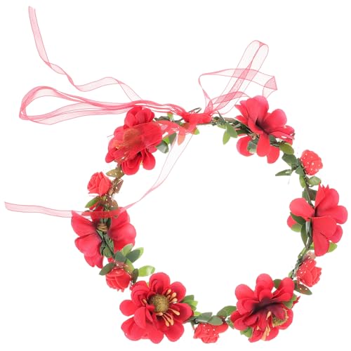 MAGICLULU Stirnband mit Blumenkrone Haarschmuck haarring baby haargummis verstellbares Blumenkranz-Stirnband Haarband Blumengirlande Blumenstirnbänder für Mädchen Brautkranz Kopfbedeckungen von MAGICLULU