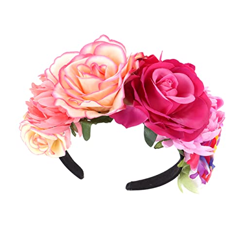 MAGICLULU Stirnband mit Blumenkrone Kopfbedeckungen für Damen Blumengirlanden zur Dekoration hochzeitshaar schmuck wedding hair accessories Tiara Haarbänder Böhmisches Haarband Weihnachten von MAGICLULU