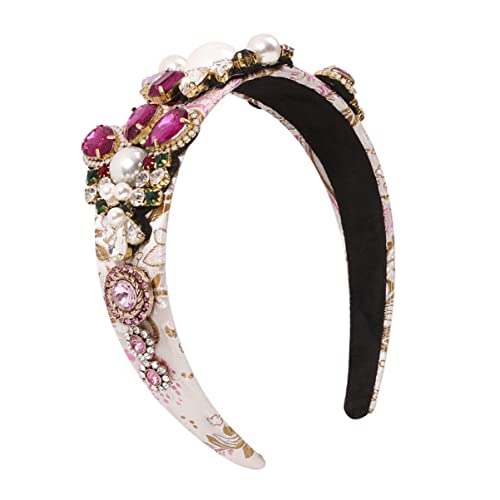 MAGICLULU Stirnband mit farbigen Diamantperlen Mädchen Bejeweled haar hoop haarschmuck Perlenstirnband frauen stirnband weiblicher Partykopfschmuck höfischer Stil Damen Harz von MAGICLULU