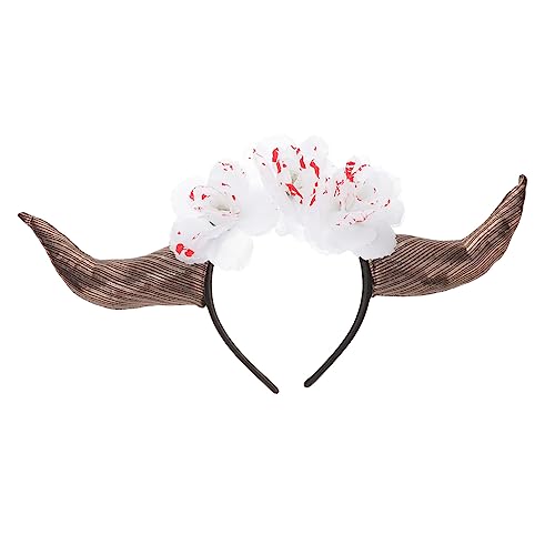 MAGICLULU Tag Der Toten Stirnband Haarband Mit Rosenblüten Teufel Kopfbedeckung Für Damen Raffhalter Für Weihnachtsvorhänge -ballon Gotisch Stoff Dreifarbige Halloween Weiß von MAGICLULU