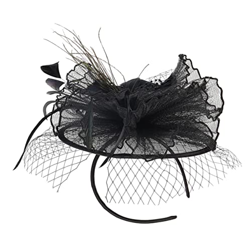 MAGICLULU Tea-party-hut 1920er Accessoires Für Damen Hut Stirnband Mesh Feder Hut Dame Hochzeitsartikel Kopfbedeckung Aus Den 1920er Jahren Hochzeitskleid Kleines Mädchen Braut Bauchmuskeln von MAGICLULU