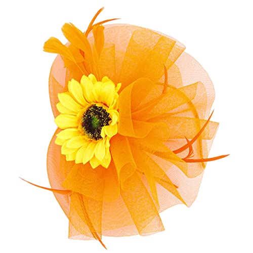 MAGICLULU Teeparty-accessoires Für Frauen Vintage-haarschmuck Retro-party-stirnband Sonnenblumen-fascinator Sonnenblumen-stirnband Frau Stirnband Mädchen Hut Mode Damen Gittergewebe von MAGICLULU