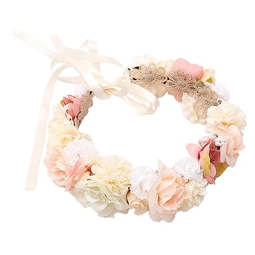 MAGICLULU Tiara aus Seidenblumenkranz Hochzeitskopfschmuck für die Braut Tiara für Mädchen Blumengirlande hochzeitshaar schmuck Haargummis haarschmuck Blumenhaarkranz Mode von MAGICLULU