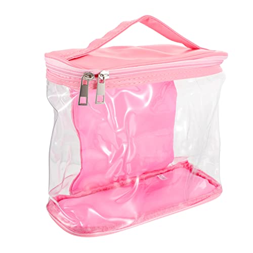 MAGICLULU Transparente Kosmetiktasche Durchsichtiger Kulturbeutel Kofferzubehör Make-up-Organizer-Tasche Reise-Aufbewahrungstasche Tolietires Tasche PVC Schminkset Reißverschluss Reisen Rosa von MAGICLULU