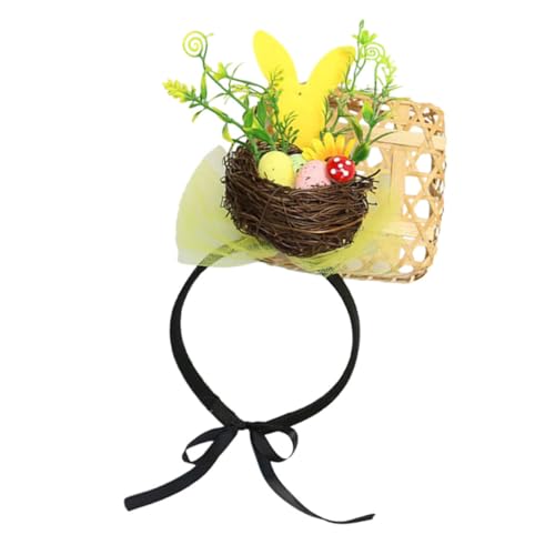 MAGICLULU Vogelnest Stirnband Abschlussball Requisiten Haargummis Für Mädchen Osterparty-stirnband Häschen-stirnbänder Frühlingsstirnband Stirnband Geschenk Rattan Bilden Kind von MAGICLULU