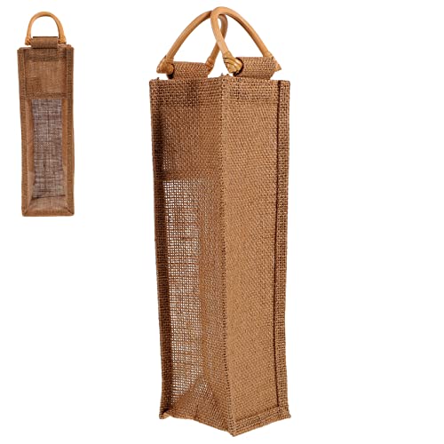 MAGICLULU Weinflasche Geschenktasche Flaschengeschenktüte Aus Flachs Für Weinflaschen Und Spirituosen Mit Holzgriff Robust Und Langlebig von MAGICLULU