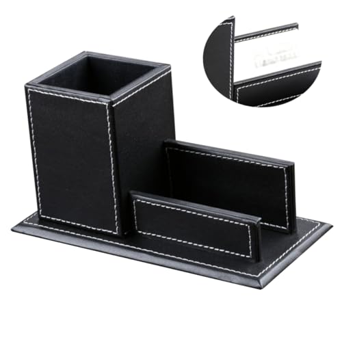 MAGICLULU Visitenkartenhalter Für Unternehmen Desktop-Organizer Organisator Für Bürobedarf Business-ständer Aus Pu-Leder Stifthalter Aus Pu-Leder Verkaufsstand Schreibtisch Leder Stifthalter von MAGICLULU