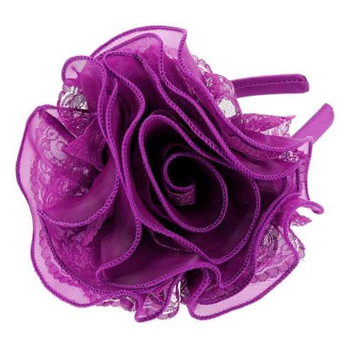 MAGICLULU Stirnband Haarschmuck für Frauen Haarband Haargummi weißes Stirnband Braut Haarschmuck für die Hochzeit Haarschmuck für die Braut Kleid Blütenkopf große Zylinder von MAGICLULU