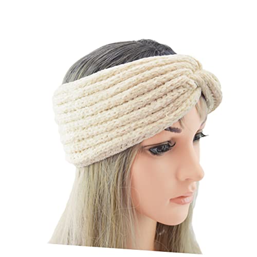 MAGICLULU gestrickte Haarreifen haarband hair- weihnachtsgeschenke für kollegen Turban-Stirnband Mädchen haarreifen damen Haargummi Sport-Kopfbedeckung Kreuz Stirnband kreuzen Schal Weiß von MAGICLULU