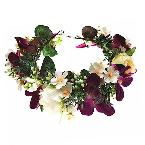 MAGICLULU künstlicher Blumenkranz hair accessories for girls mädels geschenke Blumenkrone blumenkränze fürs haar Hochzeit Kopfbedeckung Haarkrone künstliche Braut Stirnband Seidentuch von MAGICLULU