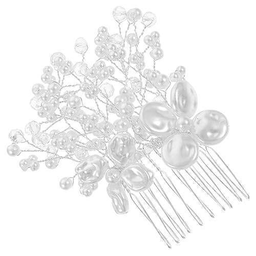 MAGICLULU silberner Haarkamm haarschmuck hair styling Brautaccessoires Strass-Accessoires für Frauen Tiara Haarklammer Haarkamm aus Perlenkristall Hochzeit Haarkamm Blumenmädchen Haarnadel von MAGICLULU