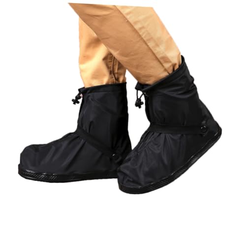 MAGICLULU wasserdichte rutschfeste Verstärkte Überschuhe mit Snap Verschluss Schützende Strapazierfähige für Erwachsene Outdoor Regen Schneeschutz XXL Schwarz von MAGICLULU