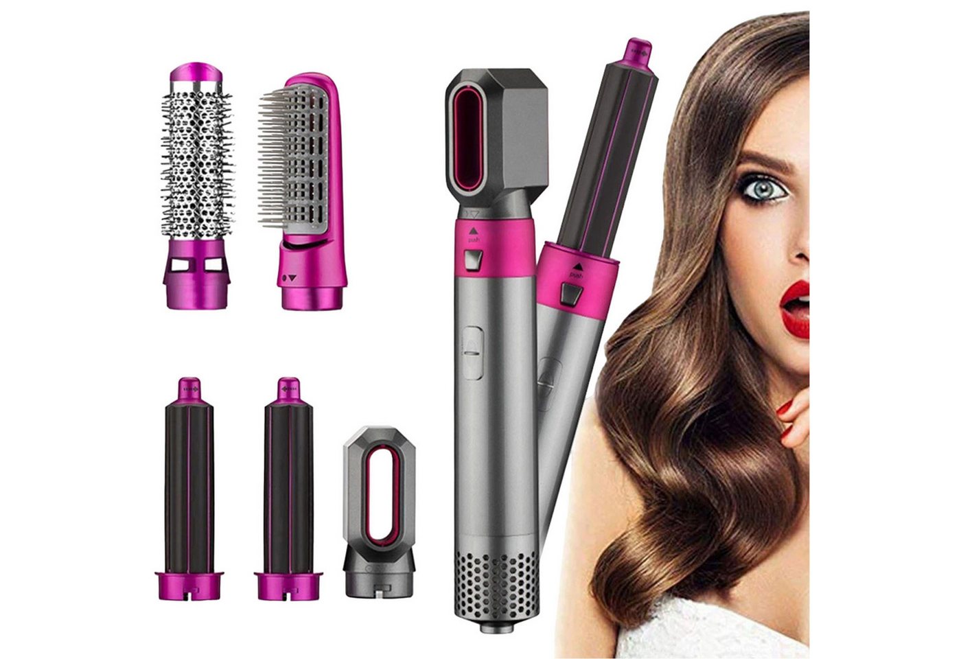 MAGICSHE Warmluftbürste Haartrockner Warmluftbürsten-Set 5 In 1 Styling Kamm Für Lockiges von MAGICSHE