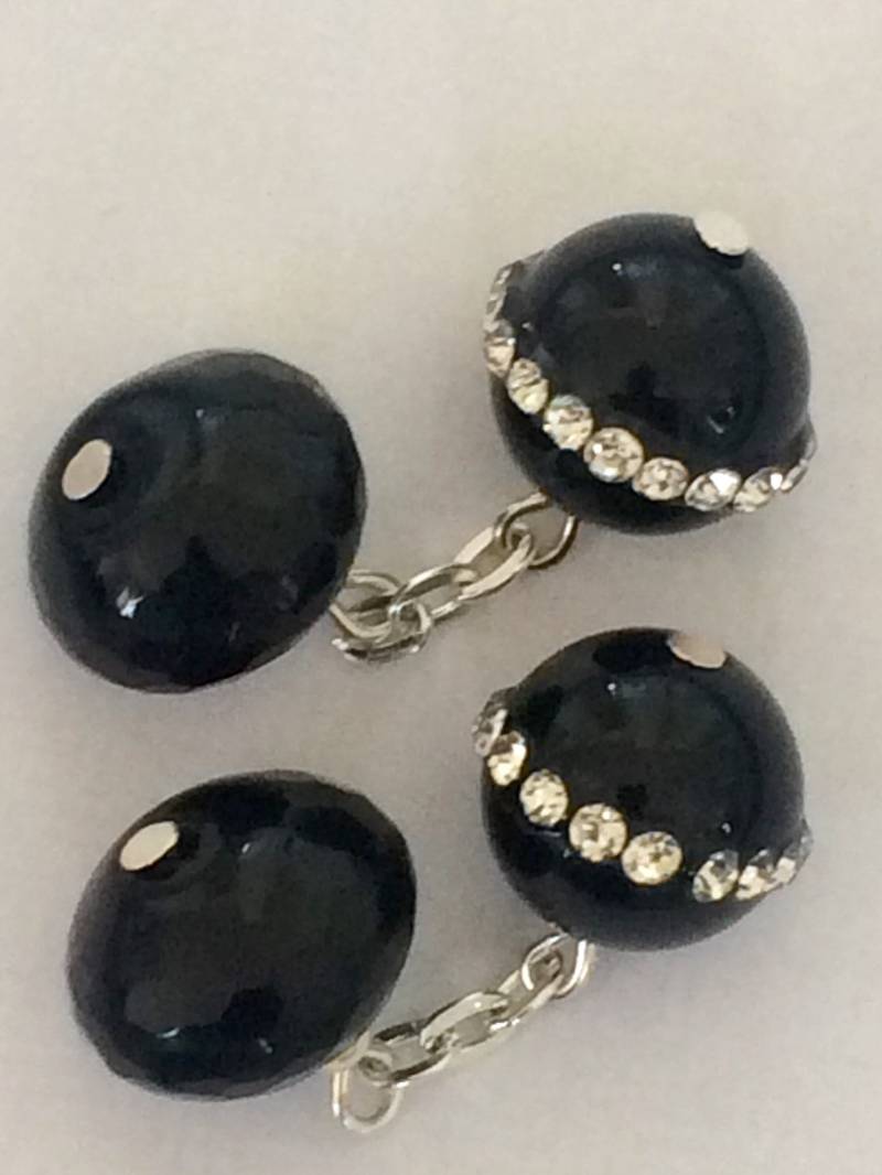 Manschettenknöpfe Mit Mikro Facettierten Schwarzen Onyx-Cabochons von MAGICSTARGEMS