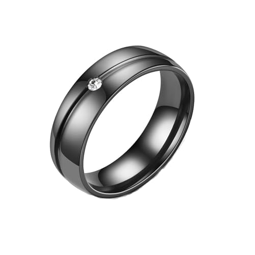 MAGIIE Ring Schwarz Herren, Edelstahl, 8mm, Cubic Zirkonia Ring (Schwarz, 67) von MAGIIE