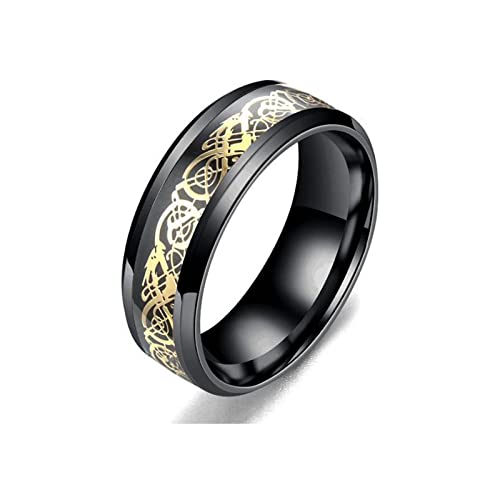 MAGIIE Herren Ring Edelstahlringe/316L Chirurgenstahl keltische Drachen,Größe 60 bis 64 (Gold, 62 (19.7)) von MAGIIE