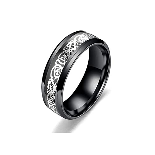 MAGIIE Herren Ring Edelstahlringe/316L Chirurgenstahl keltische Drachen,Größe 60 bis 64 (Schwarz, 62 (19.7)) von MAGIIE