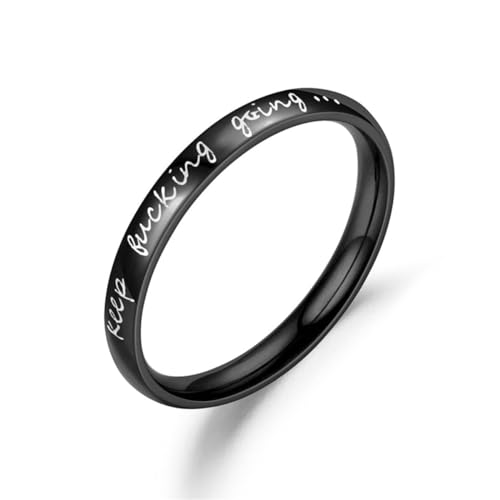 MAGIIE Schmuck Herren Ringe Stahltitan Damen,Keep Fucking Going Ringe Schwarz,Damen Herren Pärchen Partnerringe Größe 52 bis 70 (Schwarz, 57) von MAGIIE