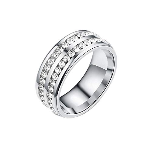 MAGIIE Schmuck Herren Ringe Stahltitan Damen,Ring Paar Edelstahl Ringe Zirkon Verlobungsringe Bandringe,Ring Herren Schwarz Größe 54 bis 64 (Silbere, 54) von MAGIIE