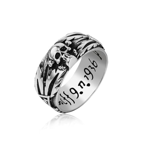 MAGIIE Schmuck Totenkopf Schädel Ringe,Edelstahl Ring für Herren Männer,Vintage Skull Ring Herren Punk Ring Gothic Punk (Silber, 60) von MAGIIE