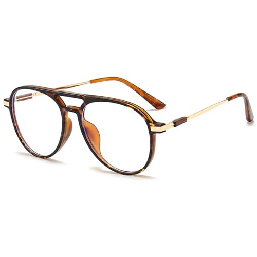 MAGIMODAC Blaulichtfilter Brille Damen Herren Rechteckig Anti Blaues Licht Brillen Metall Computerbrille Brillenfassung ohne Stärke Tortoiseshell von MAGIMODAC